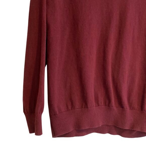 LL Bean Maroon Burgundy 1/4 Zip Cotton Cashmere Blend Preppy Sweater Size Lrage - Picture 9 of 16